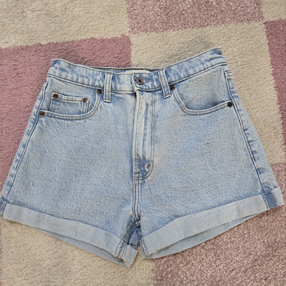 Abercrombie & Fitch Light Wash The Mom Shorts High Rise Size: 25